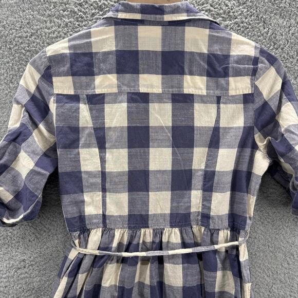 Motherhood Maternity Women's Small Blue Plaid‎ Button Down Dress with Tie Waist - Picture 4 of 10